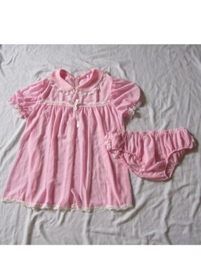 Pink Babydoll Peter Pan Collar Sissy Nighty w/ Ruffle Bottoms Set sz XXL Iefiel